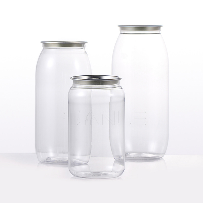 Wholesale Juice Bottle Packaging Plastic PET 330ml 500ml 650ml  Empty Clear Soda Water Plastic Bottles beverage cans With Lid