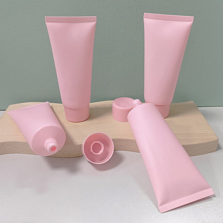 Color Cosmetic Soft Tube 50ml Squeeze Shampoo Body Lotion Tube Packaging Cosmetics Bottle Tube Pink Lipstick Screen Printing