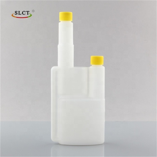 New arrival 100ML fuel additive Twin Neck Measuring Plastic Dosing Bottle With Double Mouths