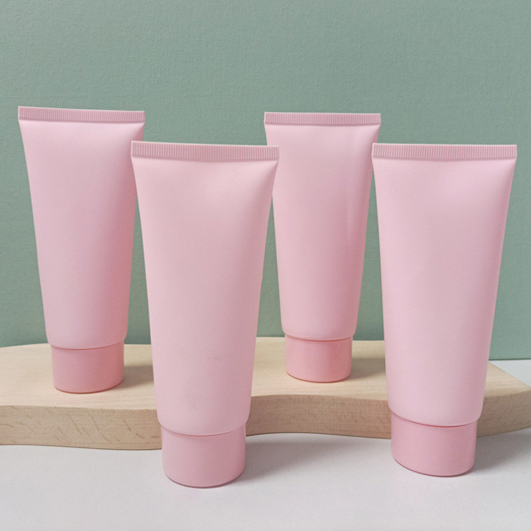 Color Cosmetic Soft Tube 50ml Squeeze Shampoo Body Lotion Tube Packaging Cosmetics Bottle Tube Pink Lipstick Screen Printing