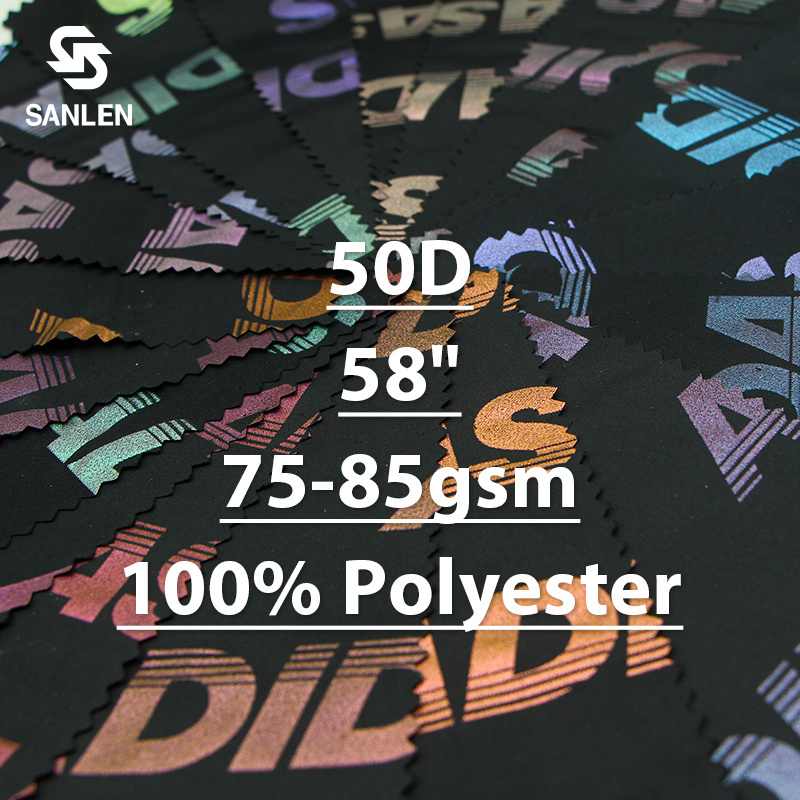 50D 320T Color Change Woven Foil Print Iridescence Jacket 100% Polyester Pongee Fabric For Windbreaker