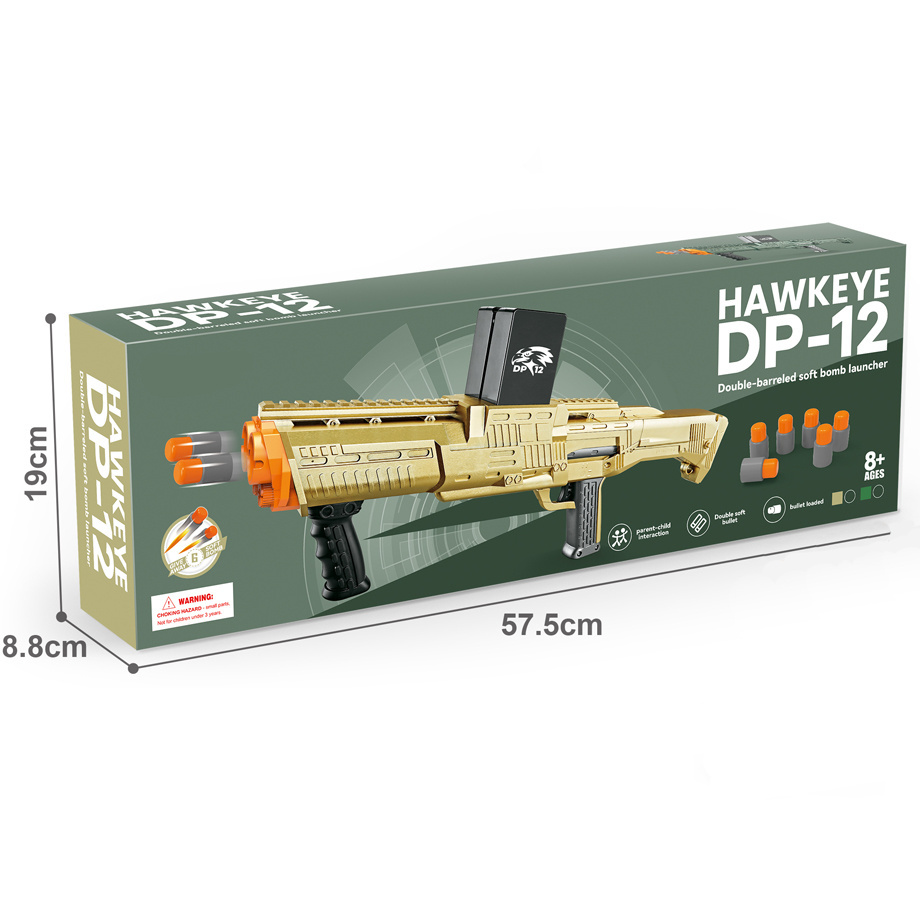 Samlok 2023 Hight Quality Toy For Kids DP-12 Double Shot Soft Bullet Gun (Specially Made Soft Bullet) shooting game toys