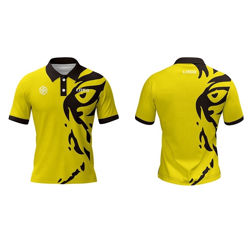 Customized Sublimate Sport T-shirt Men's Polo Shirt Yellow Golf Shirts Design