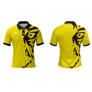 Customized Sublimate Sport T-shirt Men's Polo Shirt Yellow Golf Shirts Design