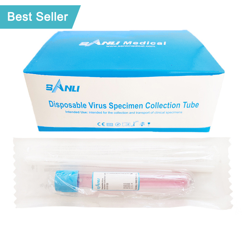 Disposable Medical 2ml/3ml Viral Transport Medium Flocked Nasal Swab Test Kit VTM Tube