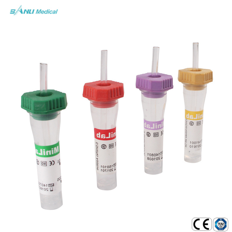 Disposable 0.5ml Micro K2EDTA Tubes Serum Microcontainer Mini Blood Collection Tube with external capillary tube