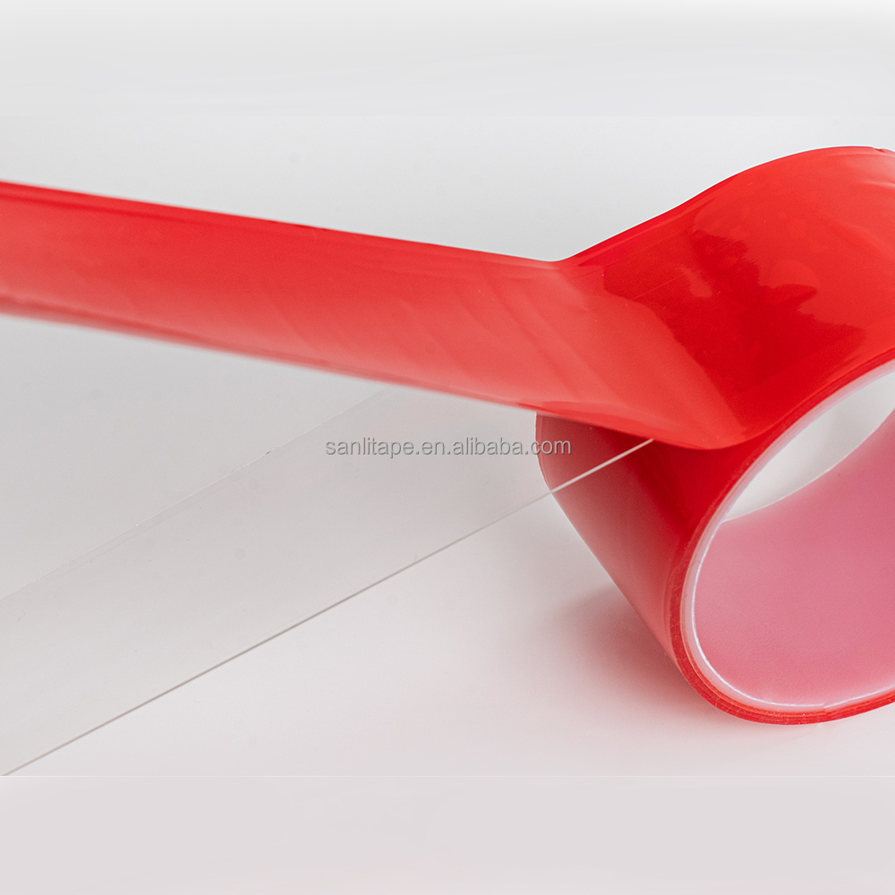 Silicone Glue Strong Mounting Adhesive Tape Double Sided Transparent Tape Red Film Liner