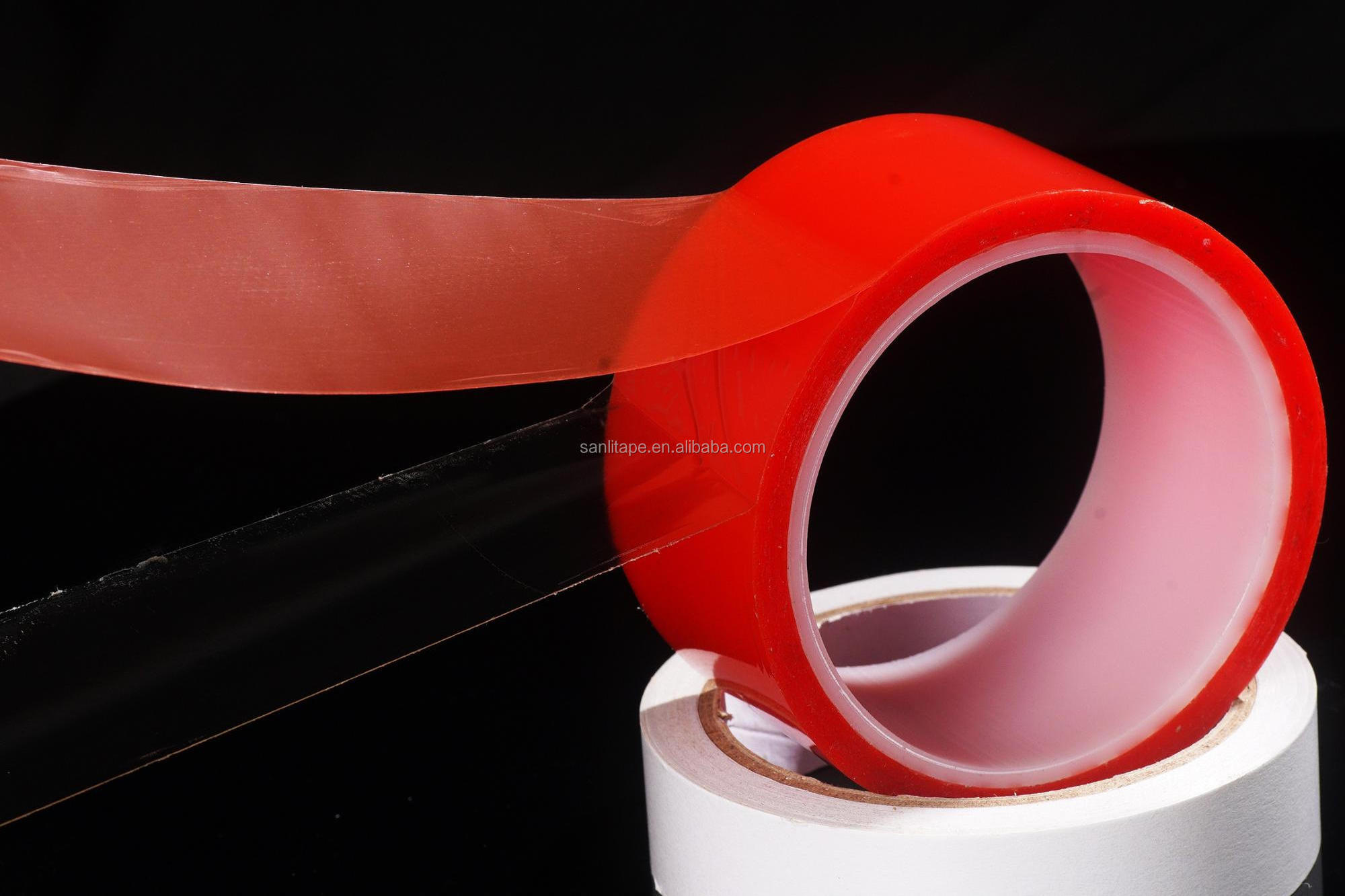 Fast Delivery 50m Length Custom Width Red Polyester Tape High Adhesion Double Sided PET Film Tape