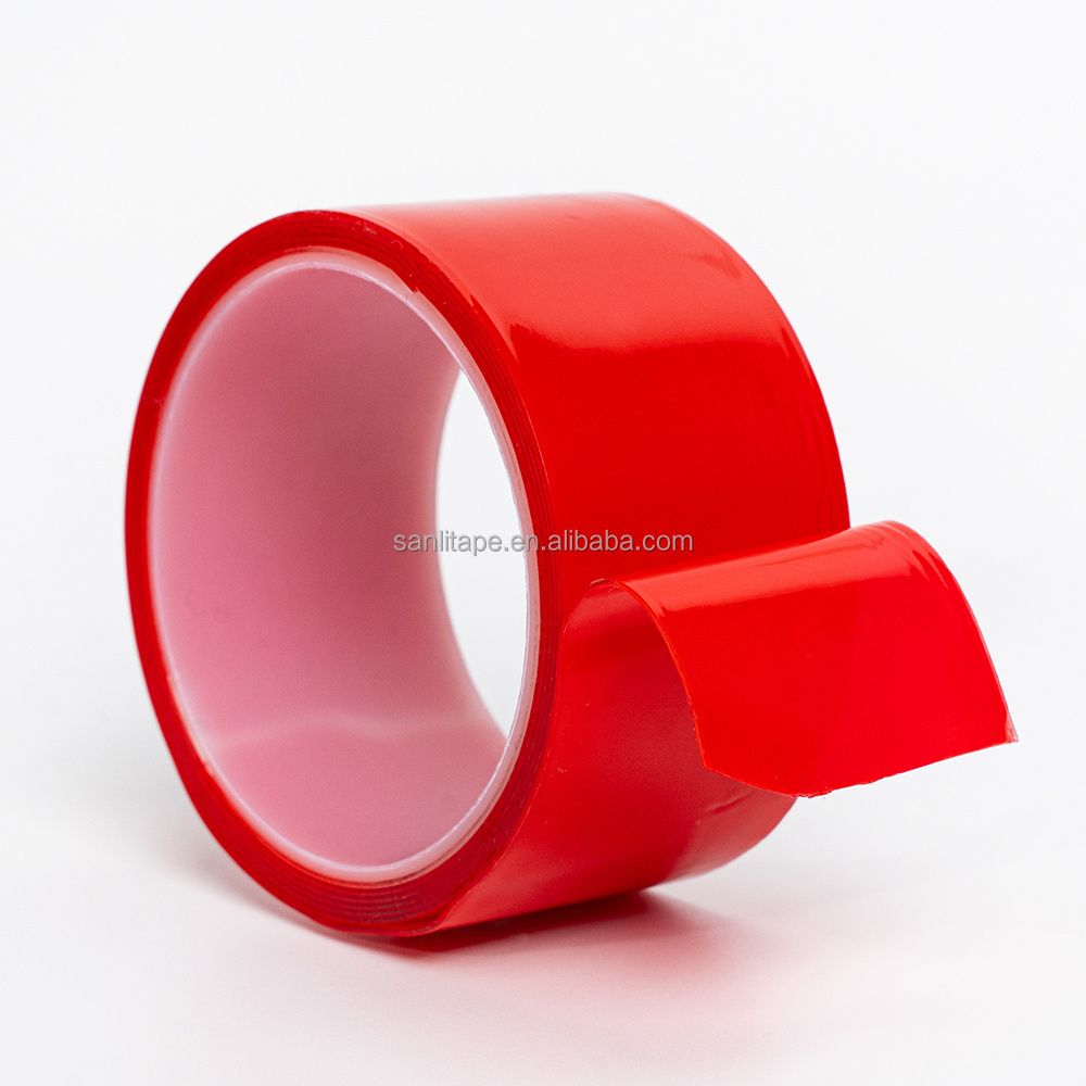 Silicone Glue Strong Mounting Adhesive Tape Double Sided Transparent Tape Red Film Liner