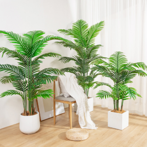 High quality green plant potted artificial palm leaf tree bonsai outdoor home