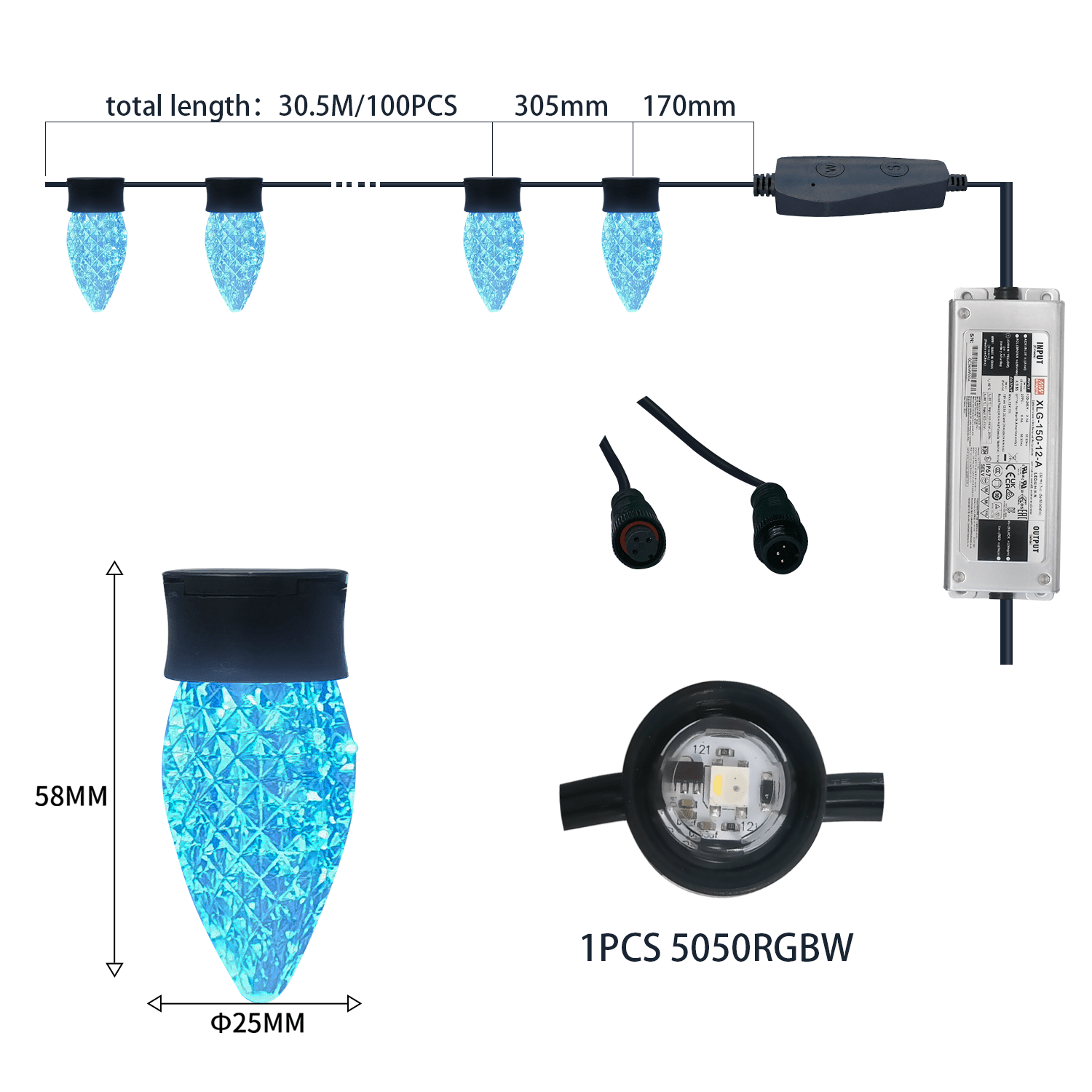 gouly direct marketing holiday light christmas string light sk6812 rgbw c9 led replacement light bulb