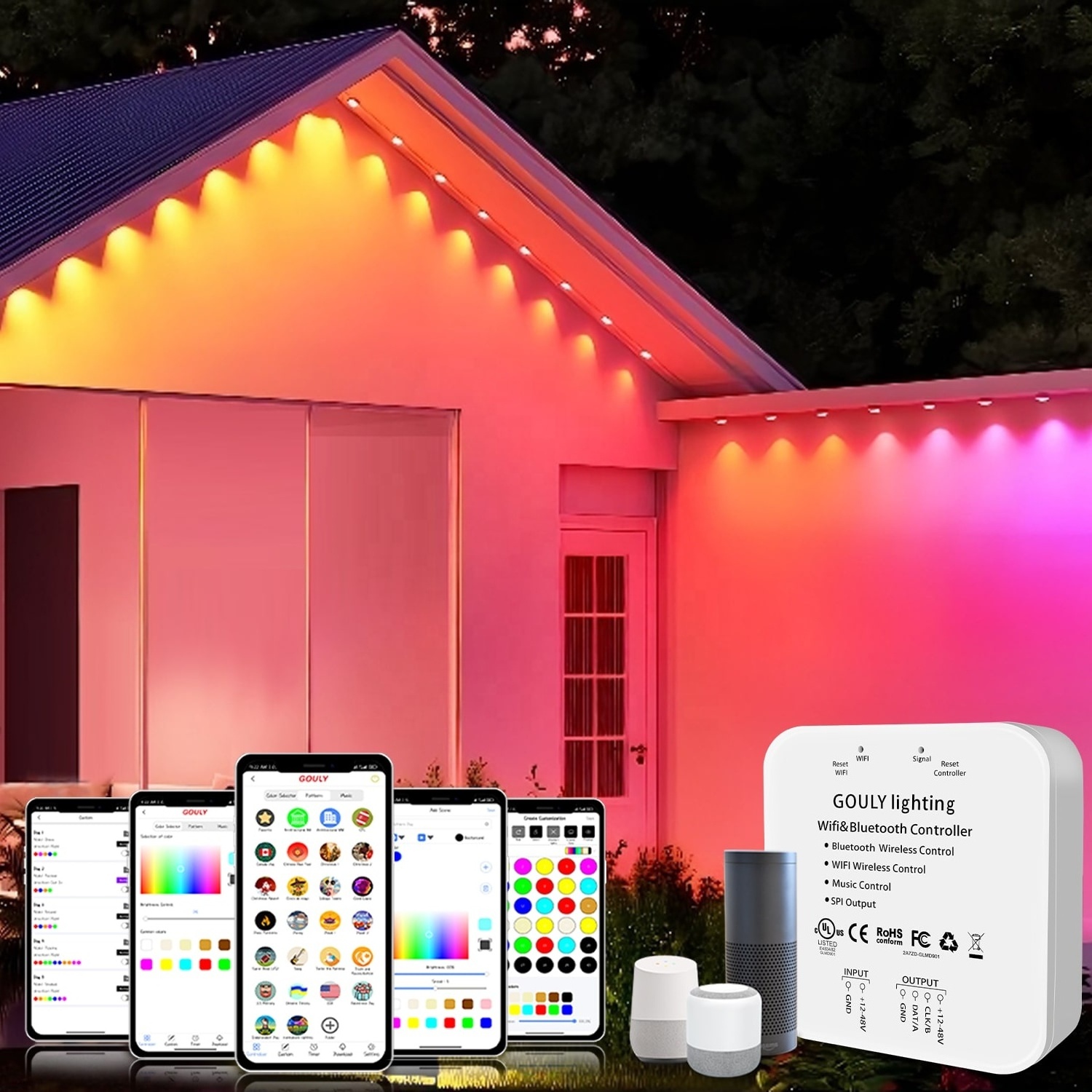 gouly permanent outdoor lights with smart controller 36v 24v programmable led pixel rgb christmas lights