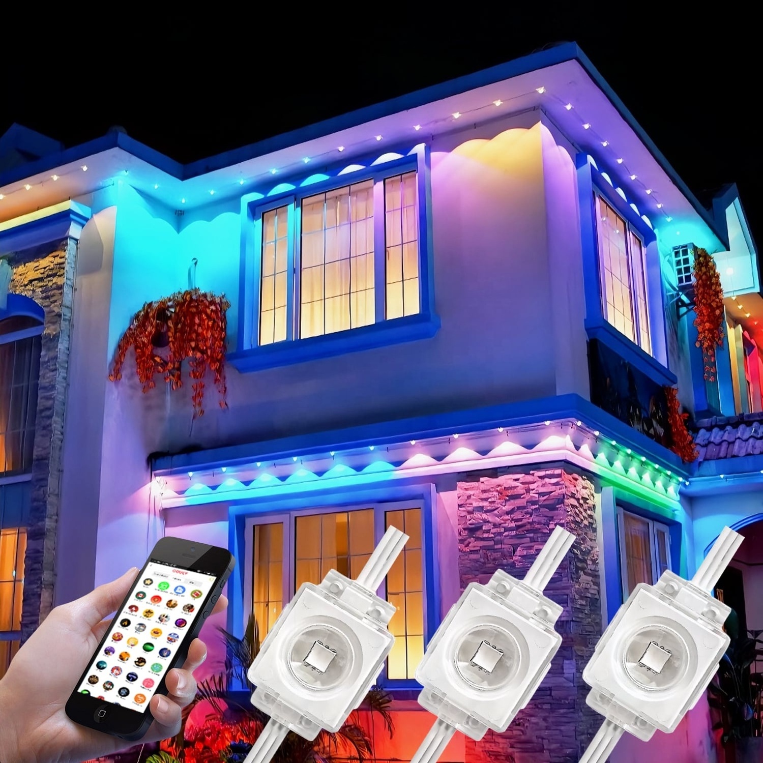 gouly permanent outdoor lights with smart controller 36v 24v programmable led pixel rgb christmas lights