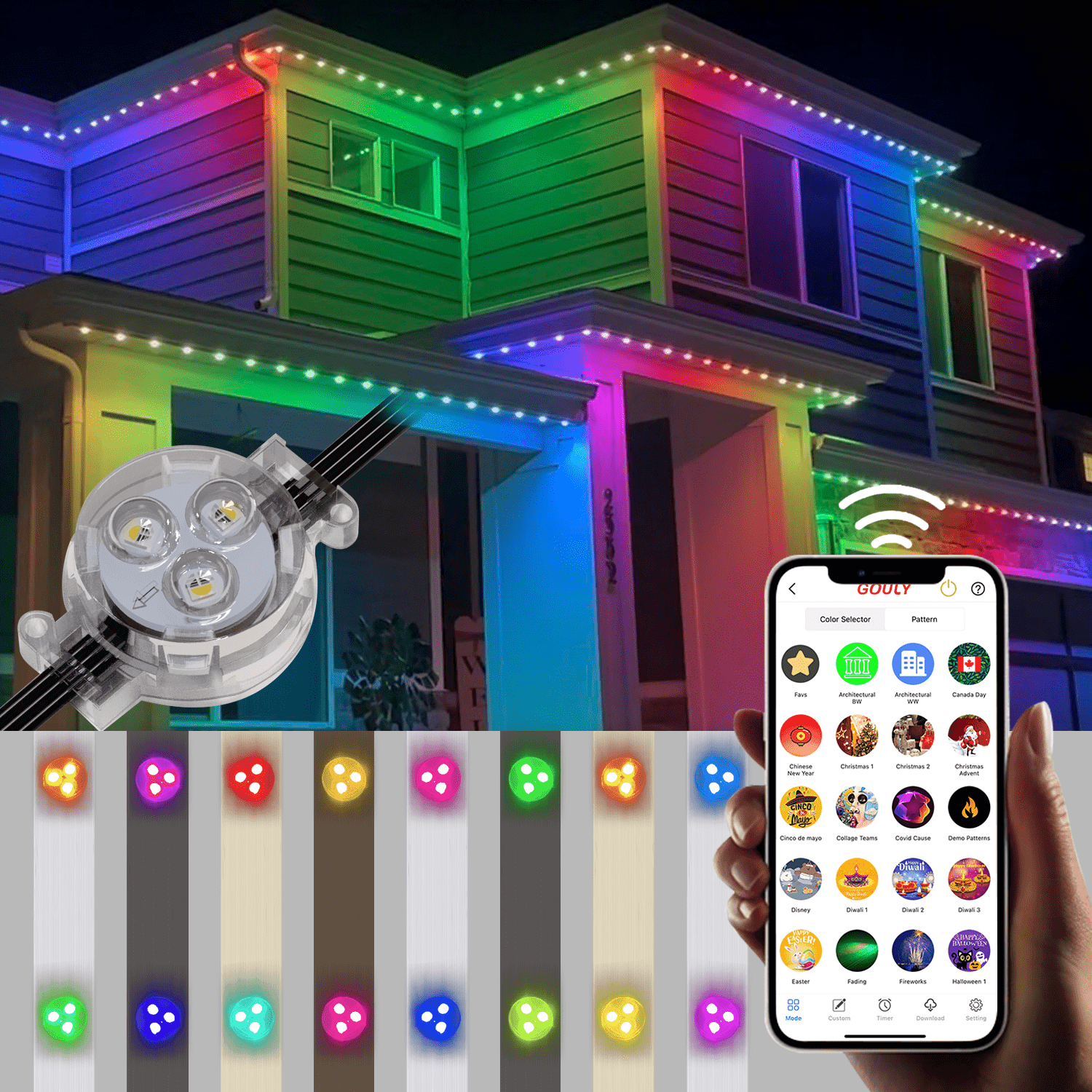 gouly personalized led christmas lights outdoor 12v 24v waterproof ip68 rgbw addressable rgb pixel lights