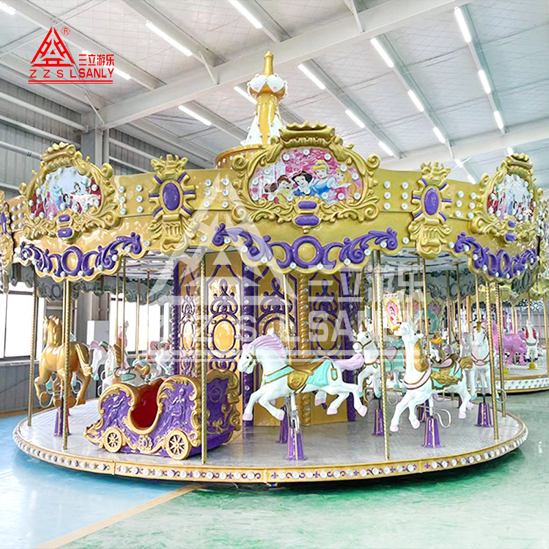 CE Certified Luxury Carousel Rides Merry Go Round Attraction Jeux De Manege A Vendre Kids Horse Amusement Park Rides Carousel