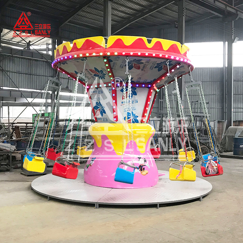 Cheap Price Swing Rides Manufacturer 12 Seat Manege Forain Shopping Mall Flying Chair Equipment Kids Amusement Park For Children