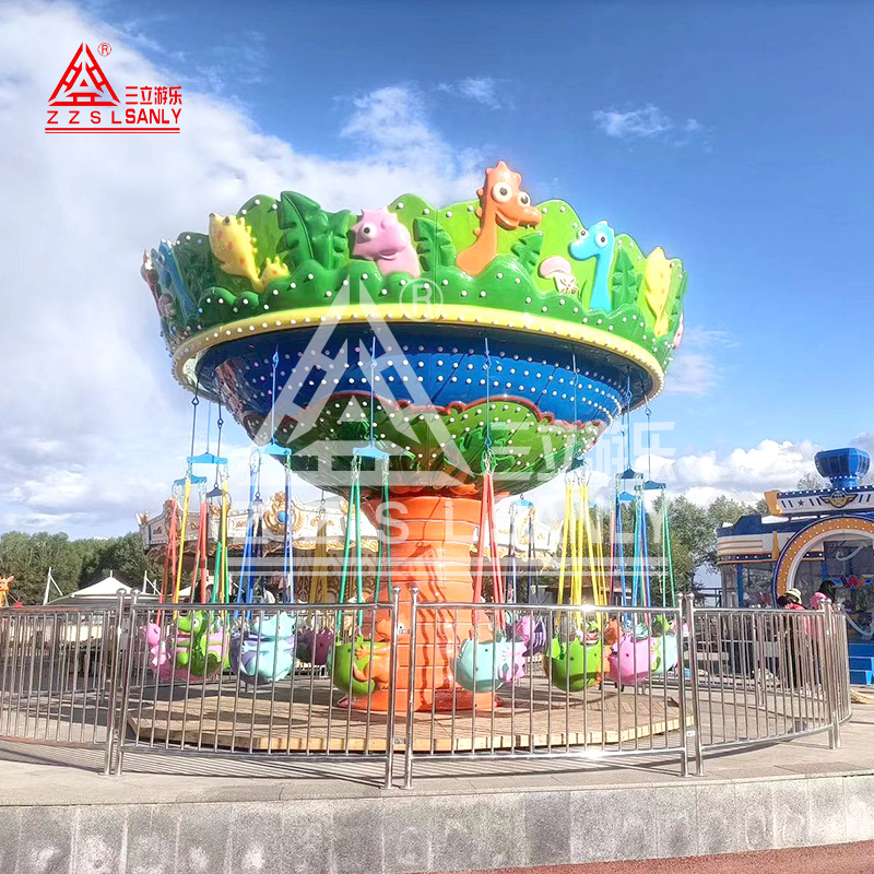 Dinosaur Theme Kids Fairground Attractions Carnival Mall Amusement Park Outdoor Equipment Rides Chairoplane Swing Flying Chair