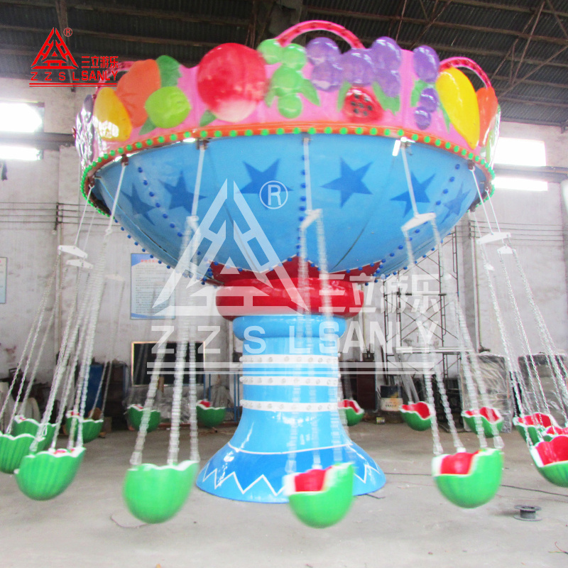 16 Seats Kids Amusement Park Equipment Shopping Mall Kiddie Mini Fruit Watermelon Swing Flying Chair Carnival Rides For Sale