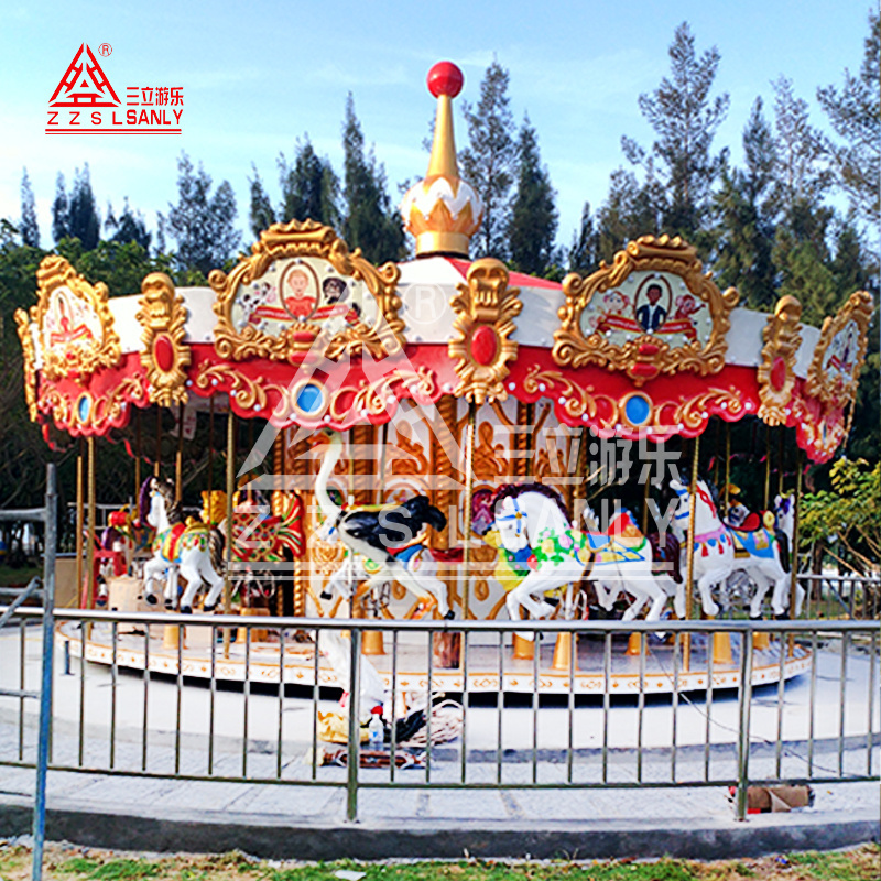 24 36 Seats Carrousel Rides Luxury Theme Amusement Park Rides Manege Pour Enfant Horse Merry Go Round Carousel For Sale