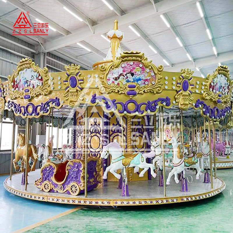 CE Certified Luxury Carousel Rides Merry Go Round Attraction Jeux De Manege A Vendre Kids Horse Amusement Park Rides Carousel