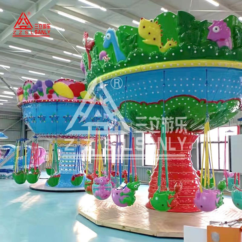 Dinosaur Theme Kids Fairground Attractions Carnival Mall Amusement Park Outdoor Equipment Rides Chairoplane Swing Flying Chair