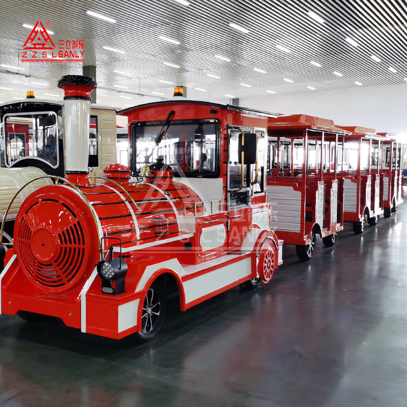 Factory Directly 27 Passengers Amusement Park Sightseeing Attraction Dotto Tourist Road Train Rides Electric Trackless Train