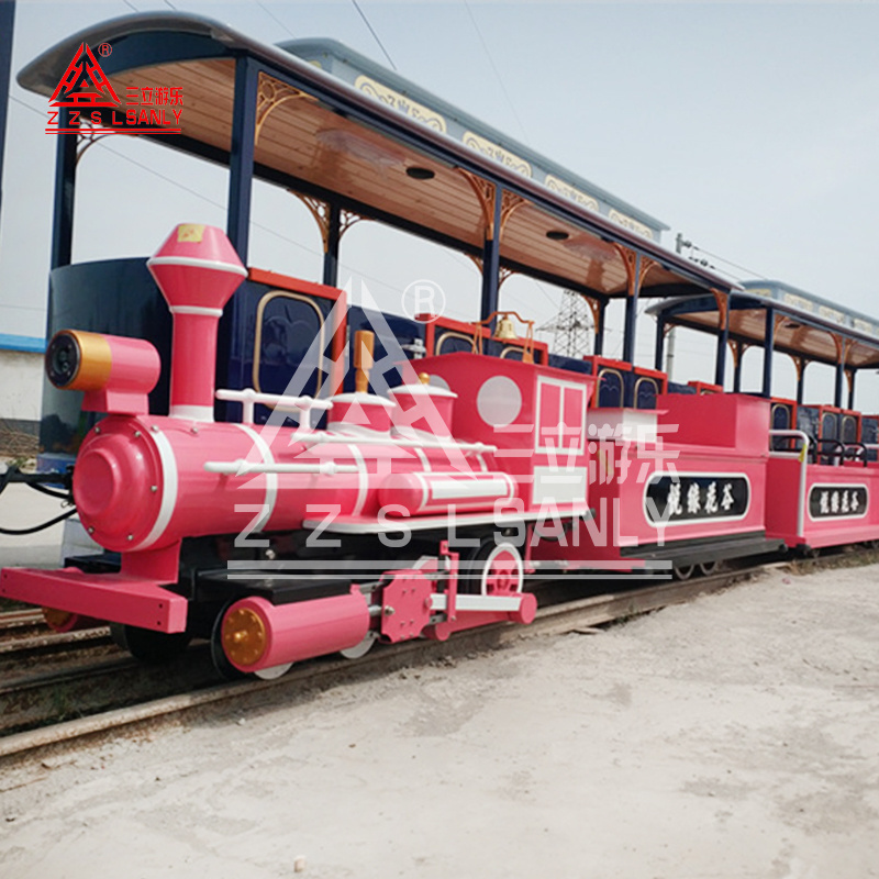 Amusement Park Rides Outdoor Sightseeing Electric Small Trains Kiddie Mini Track Train Steam Locomotive On Rails For Children