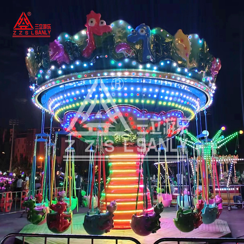 Dinosaur Theme Kids Fairground Attractions Carnival Mall Amusement Park Outdoor Equipment Rides Chairoplane Swing Flying Chair