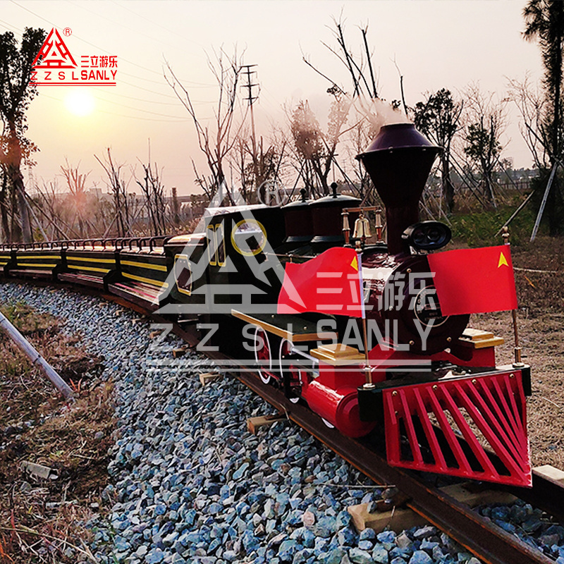 Amusement Park Rides Outdoor Sightseeing Electric Small Trains Kiddie Mini Track Train Steam Locomotive On Rails For Children