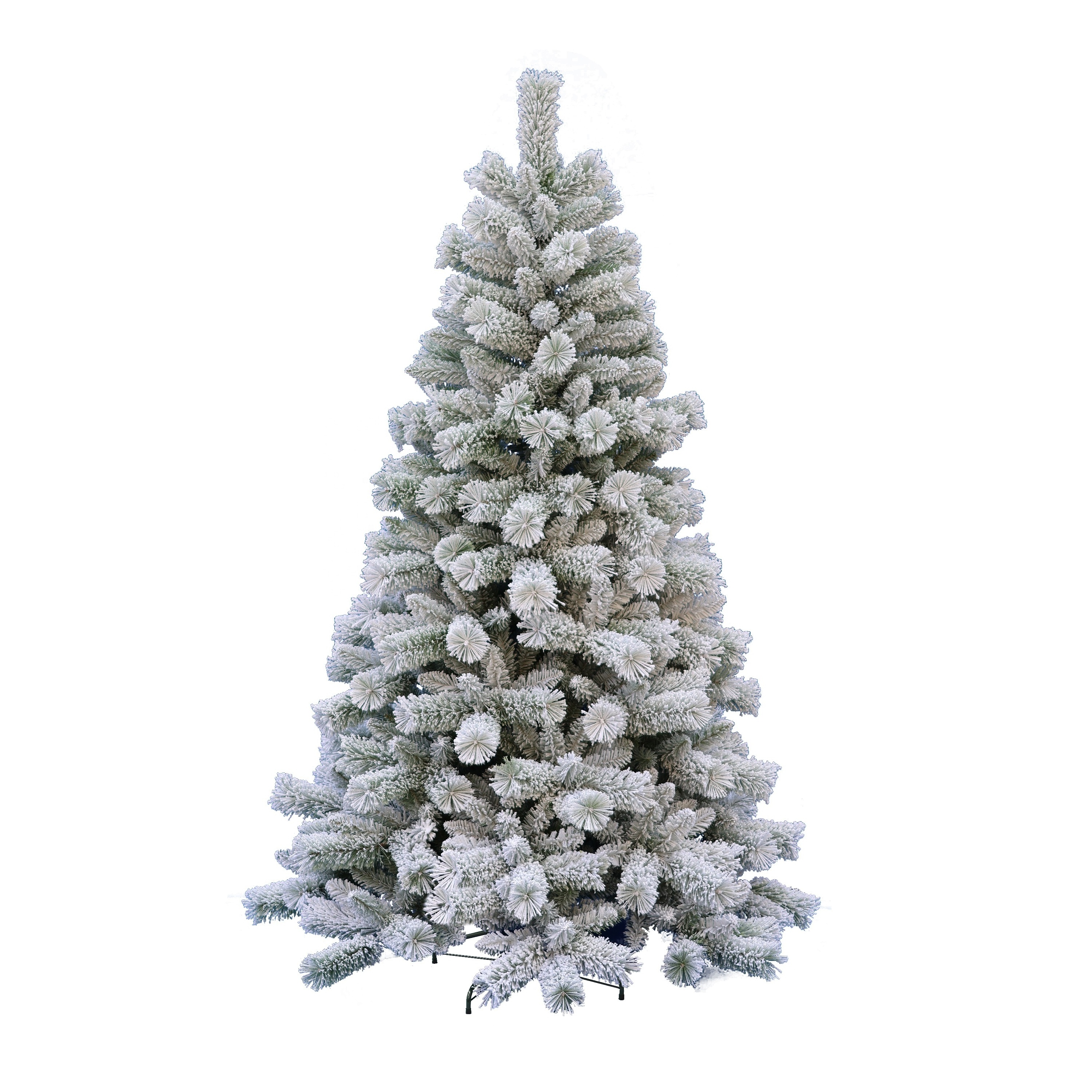 7ft PE/PVC Mixed Snow Artificial Christmas Tree 210cm with LED Lights and Snow Effect Decorative Tree for Holiday Decorations