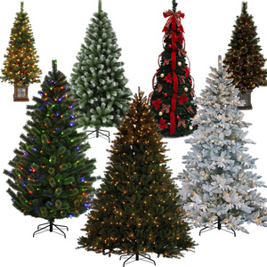 Manufacturer LED Light Modern Artificial Christmas Tree Wholesale from Guangdong PVC 7ft 8ft Pre-lit Flocked Big Snow White PE