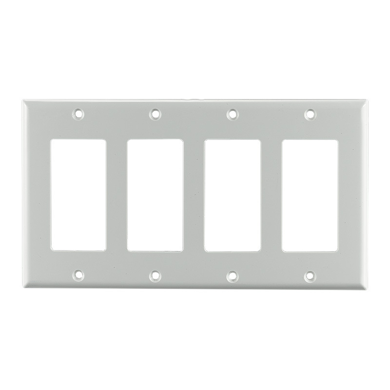 High Quality Plastic Electrical White Trip Decorator 4 Gang Wall Plate switch cover