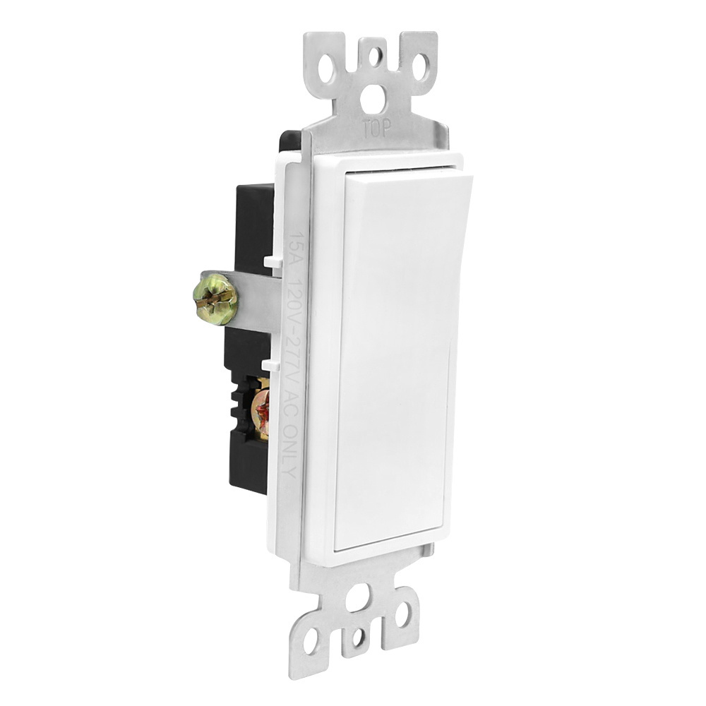 15 Amp Single-Pole Switch Grounding  White 120/277V Decorative Paddle Rocker Switch Replacement