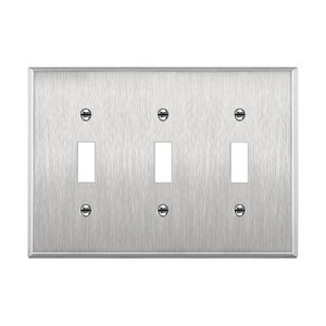 American 3 Gang Standard Metal Toggle Light Switch Cover Decorator Stainless Steel Wall Outlet Plate Cover for Wall Light