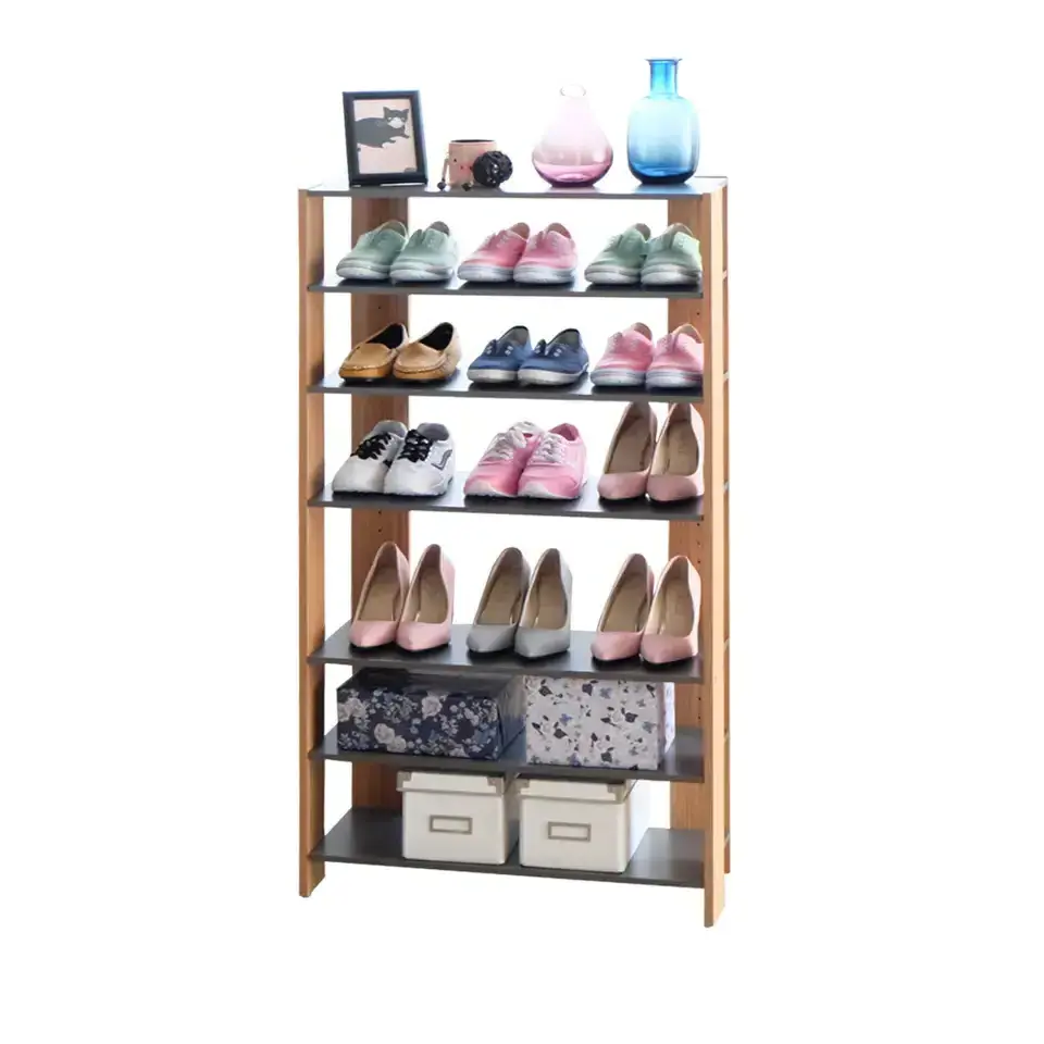 6 Tier Moveable Entryway Wooden Shoes Rack Shelf Shoe Boot Organizer Rack