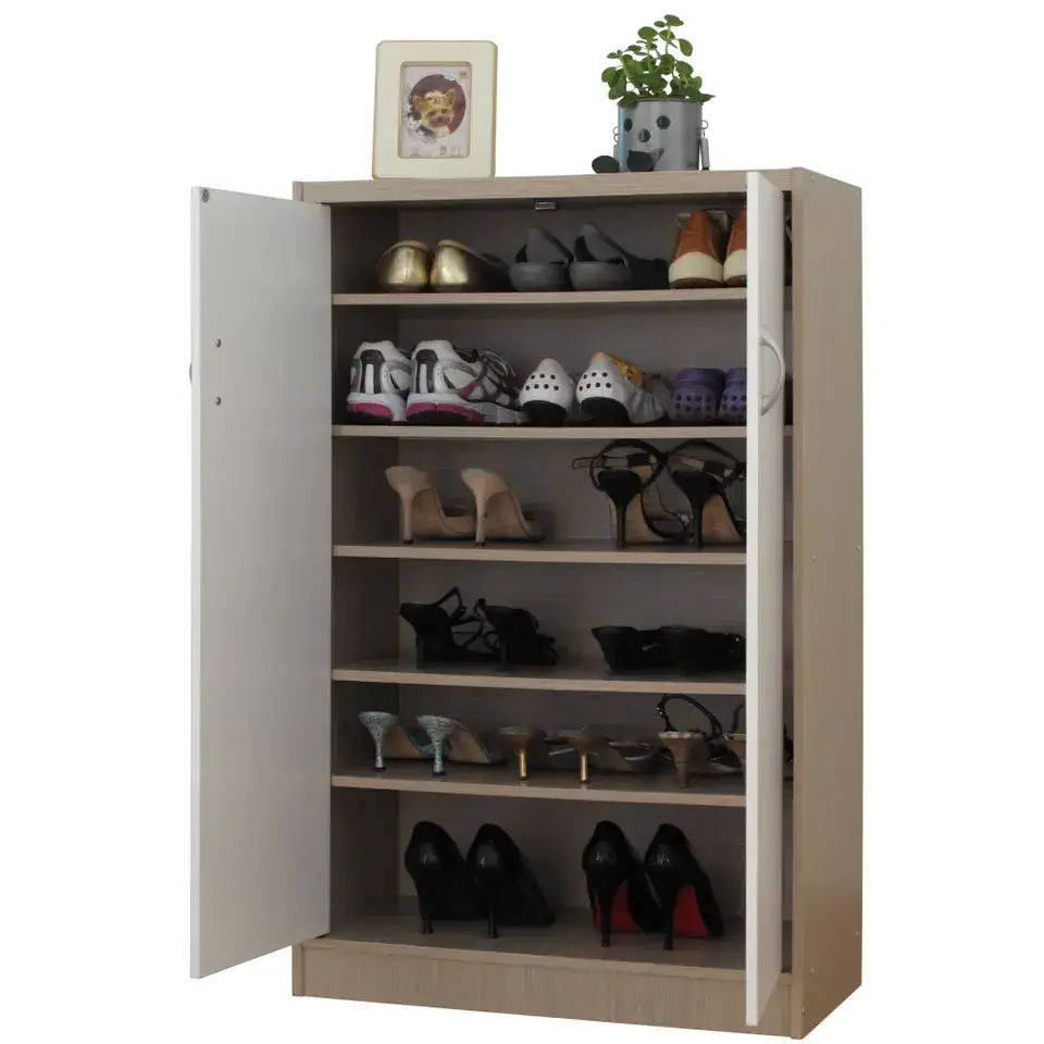 6 Tier Modern Sideboard Entryway Furniture Shoe Storage Cabinet with 2 Doors