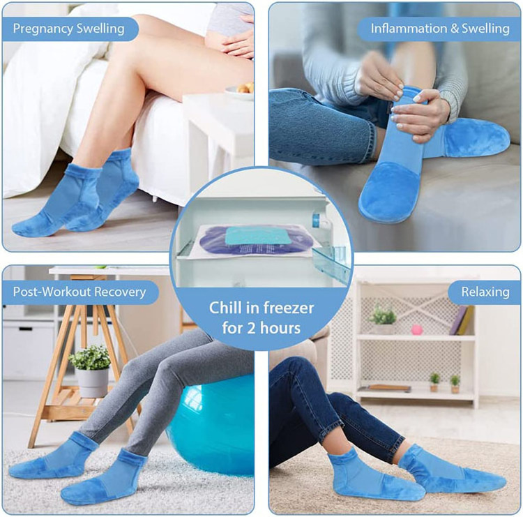 Reusable Foot Ice Pack Cooling Socks for Plantar Fasciitis, Swollen Sore Feet, Toes, Heel, Arch Pain, Neuropathy Gout