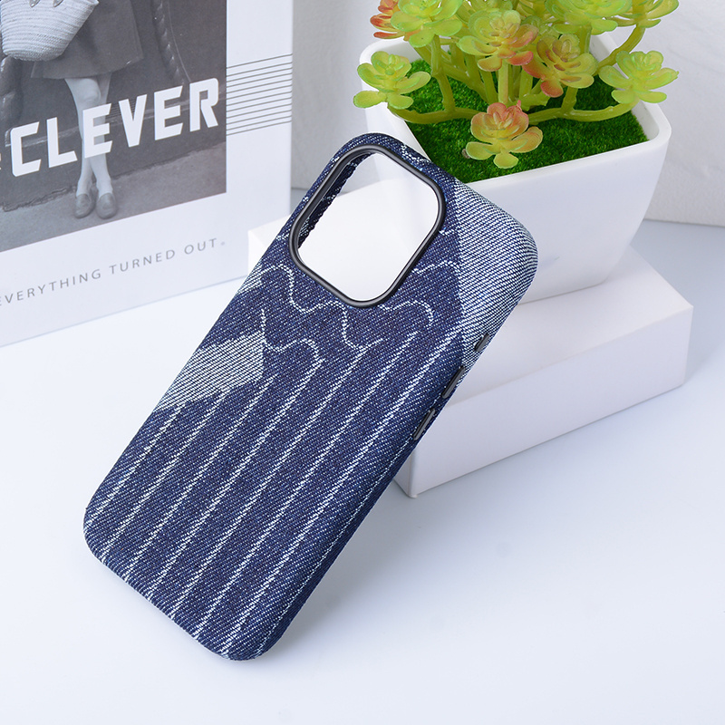 DL Denim texture Jeans Mobile back covers Protection Patterns Retro Canvas materials Plaid Phone case for iphone 15 14 13 Plus