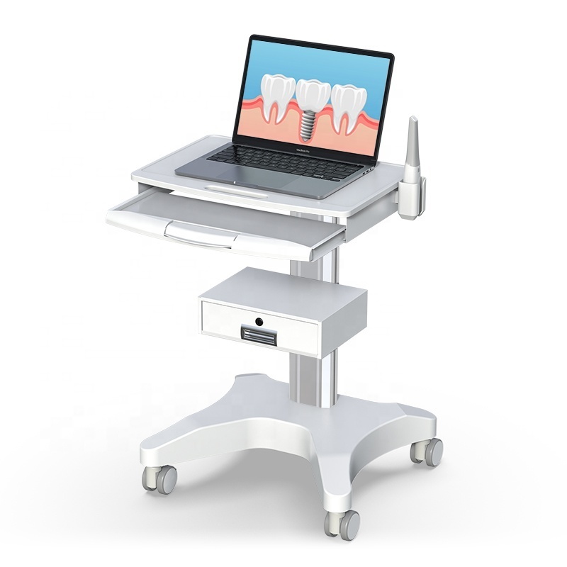 BEWISER  OC-3 Dental Clinic Cart Medical Trolley with Drawers Wheels Laptop Pallet and Oral Scanner Holder