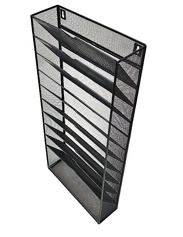 Office Home Storage  metal mesh Wall Mounted 10 slot file Racks Hanging File Organizer Holder