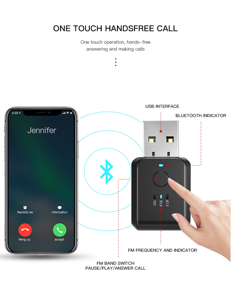 87.5 FM Car Audio Adapter Usb Power  Transmitter Receiver In vehicle Wireless Music Usb  FM Transmitter