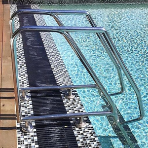 Anti Slip 3 Steps Safety Ladder Handrail 304 316 Stainless Steel Removable Swimming Pool Handrail