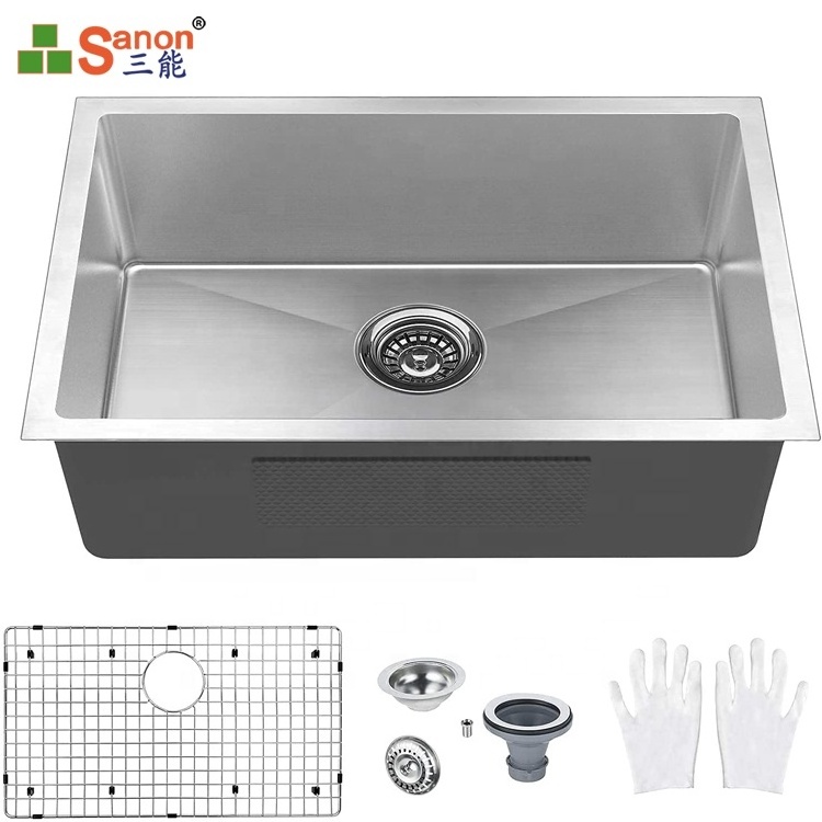 30 Inch Single Bowl Kitchen Sink 18 Gauge Sus 201 304 Stainless Steel Kitchen Sink Undermount With Faucet