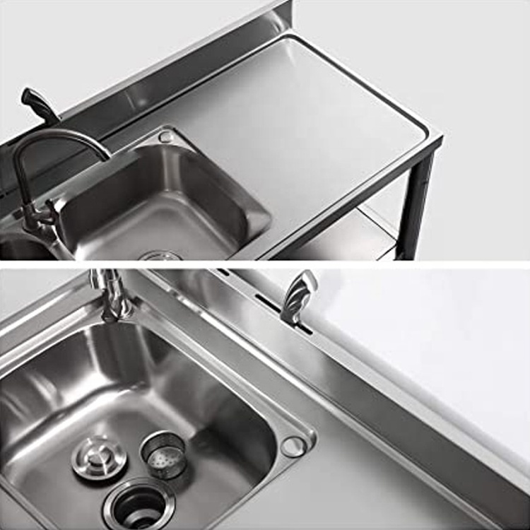 Outdoor Free Standing Stainless-Steel Single Bowl Sink Set Restaurant Kitchen Sink 304 Stainless Steel Commercial