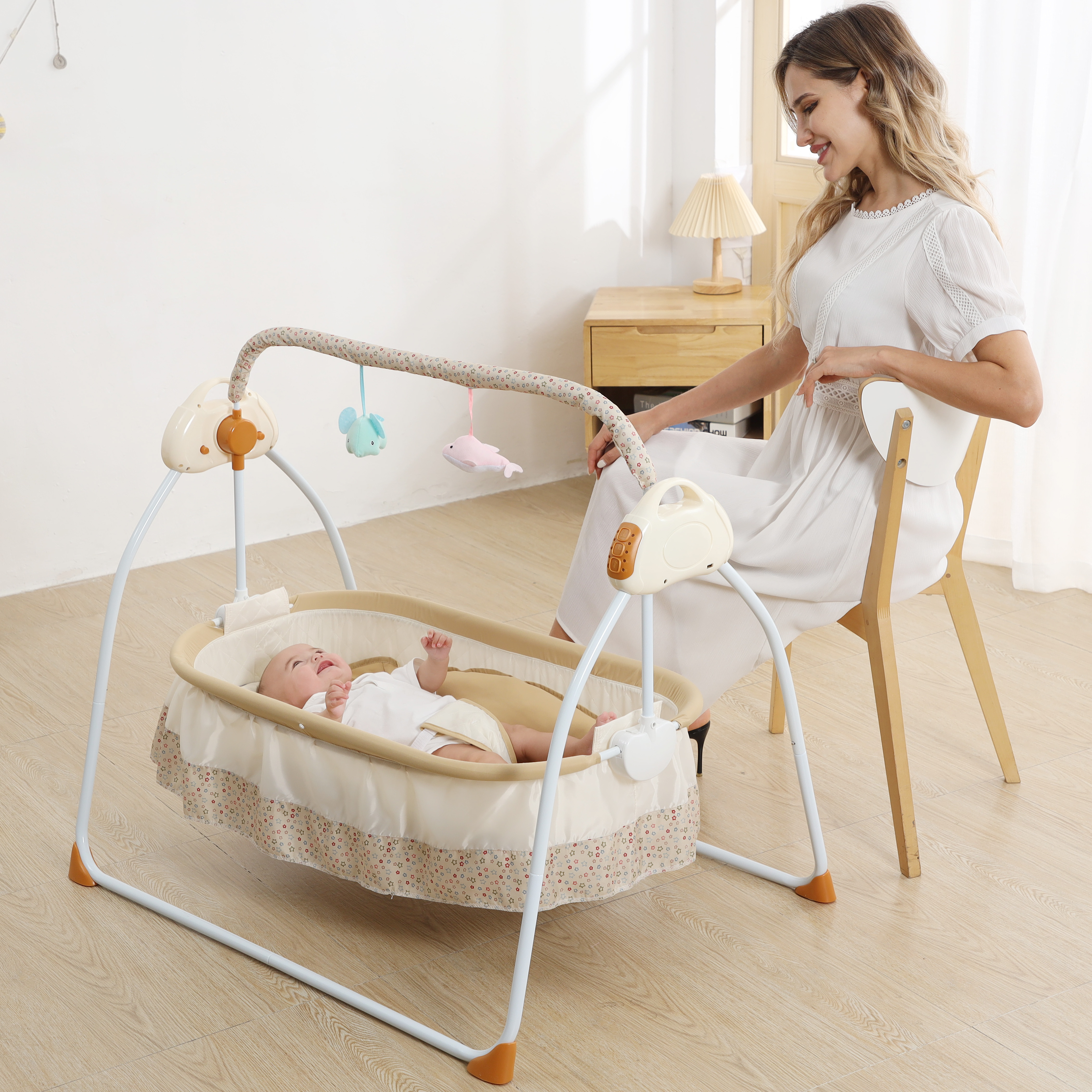 factory OEM production Multi Functional  Electric Baby Bed swing sway Crib  baby cradle kids cribs