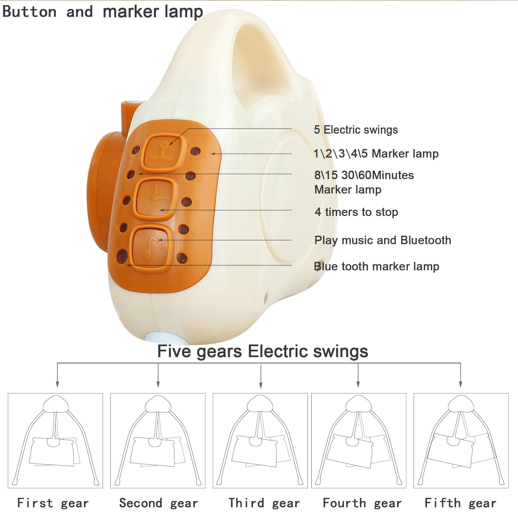 factory OEM production Multi Functional  Electric Baby Bed swing sway Crib  baby cradle kids cribs