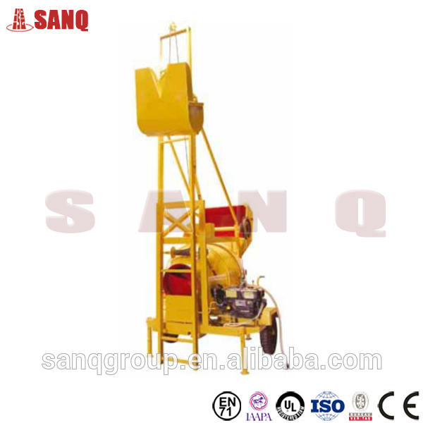 Mini JZC350 Mobile Diesel concrete mixer machine with Lift Hopper concrete mixer  hydraulic lifting hopper Construction Mixer