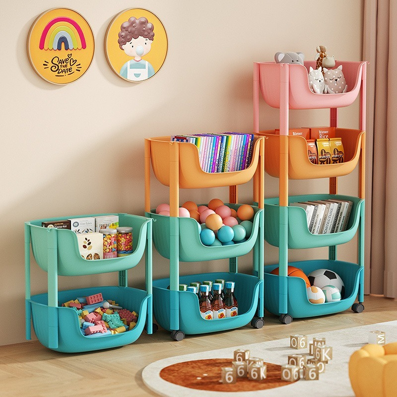 Small Cart Children's Toy Sorting Rack Wheeled Bookshelf Household Bathroom Kitchen Vegetable Panda Cart storage rack