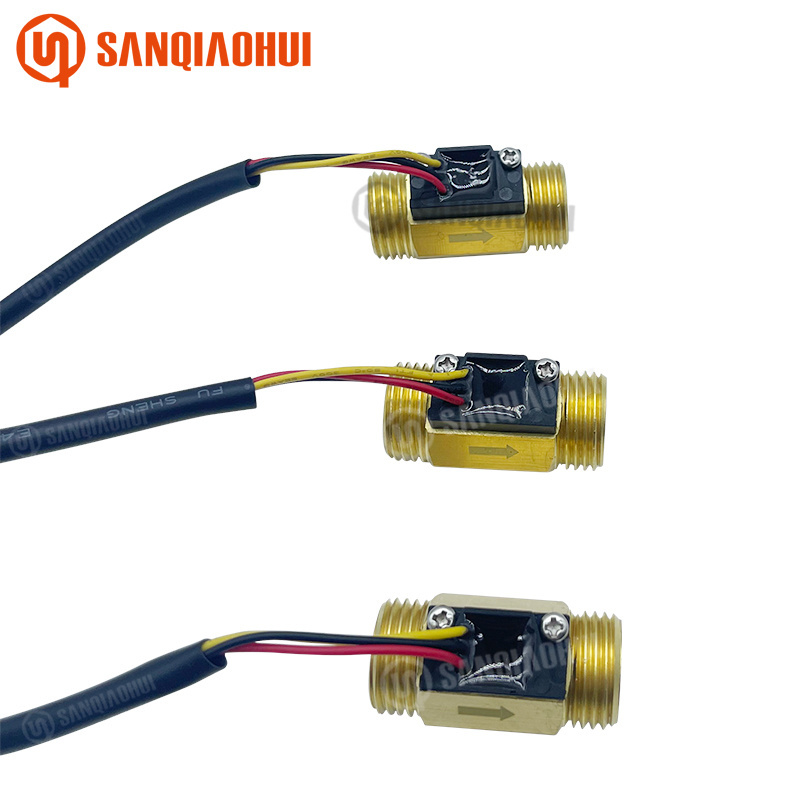 SANQIAOHUI SQH102 G1 G3/4 G1/2 G1/4 Brass flow switich Hall effect magnetic Water flow sensor switch for oil flow meter