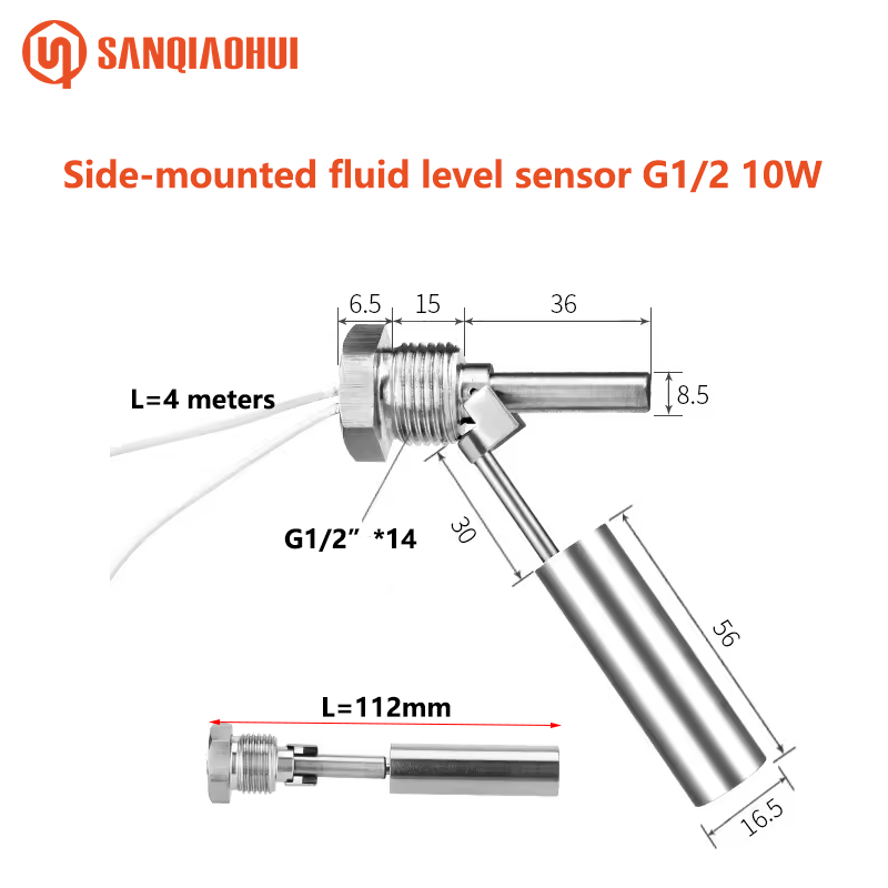 SQH109  10W Horizontal Side-mounted fluid level sensor G1/2 magnetic sensor liquid level switch